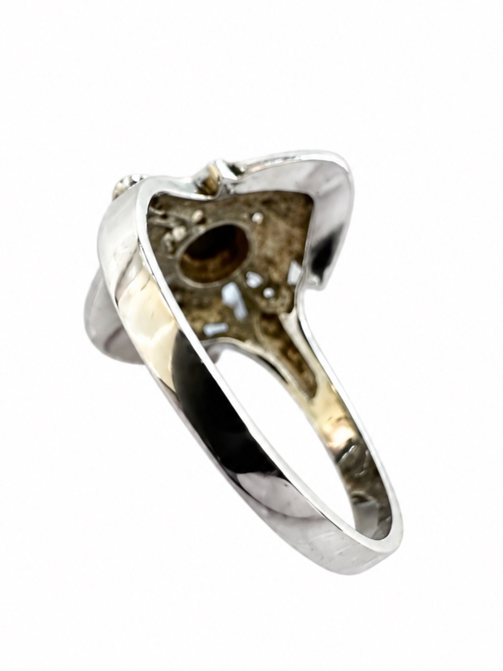 Antique 1920s Art Deco Sterling Silver Black Onyx Marcasite Ring Size 10 - Picture 6 of 11